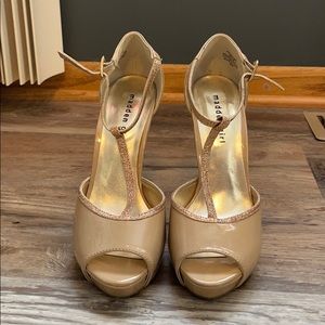 Nude sparkle heels